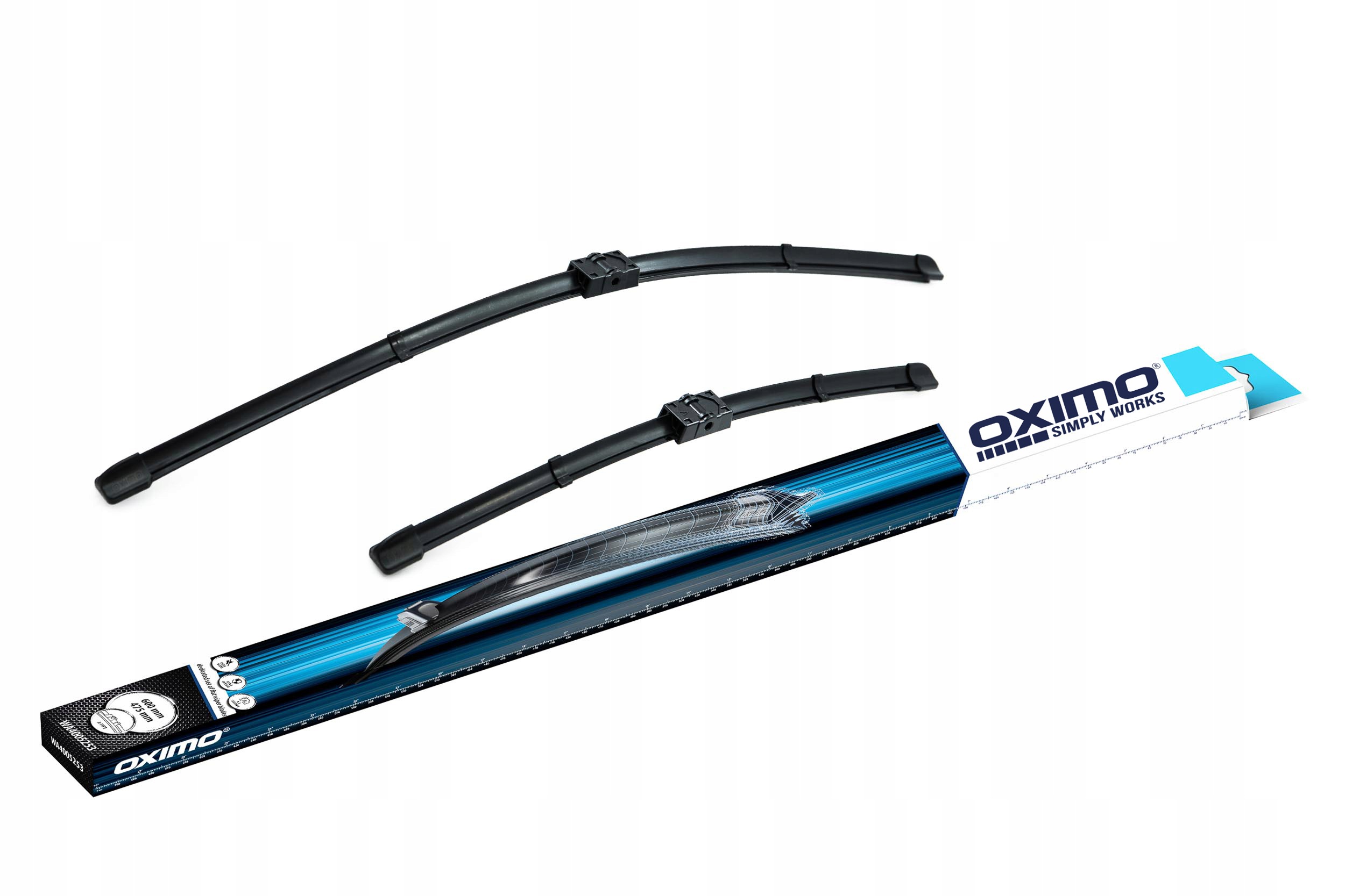 Komplet przednich wycieraczek Oximo o długości 600/475 mm