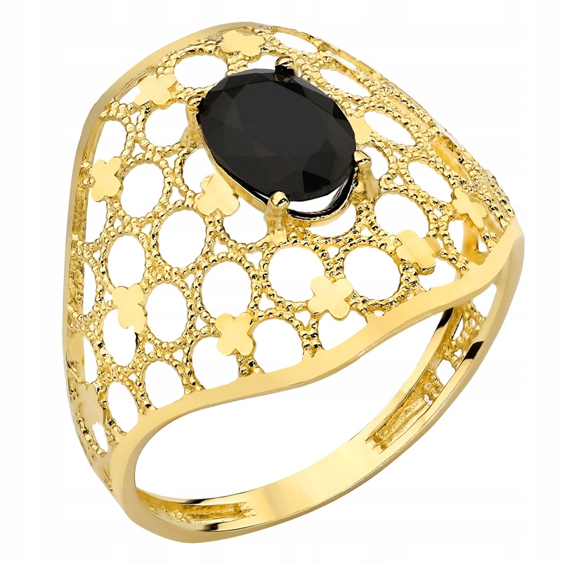 Zlatý Prstýnek pr. 585 Ažurový s zirkonií vel.18