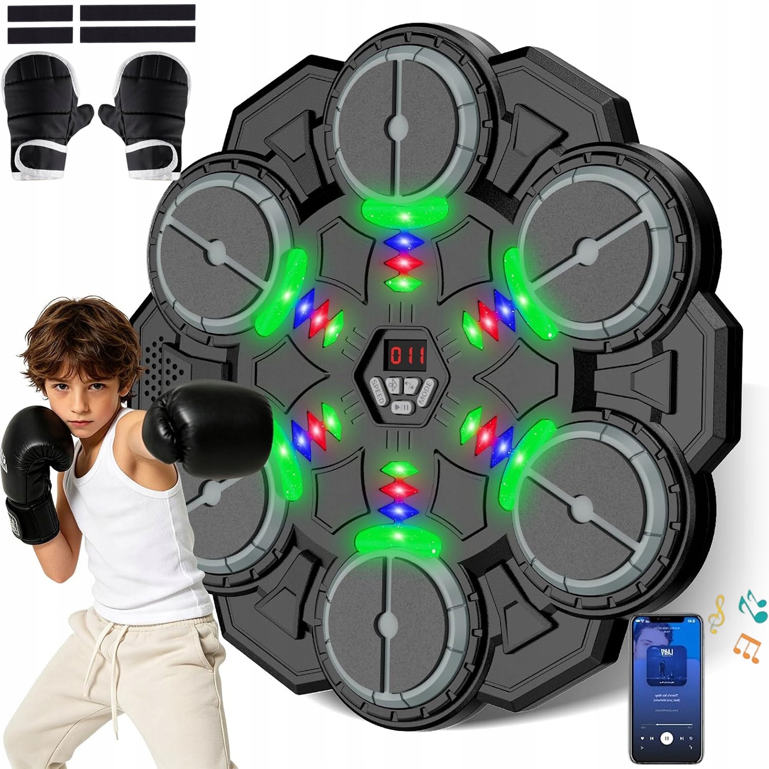 Hudební Boxerský Štít Usb Boxerské Rukavice 9 Režimů Dárky Černá