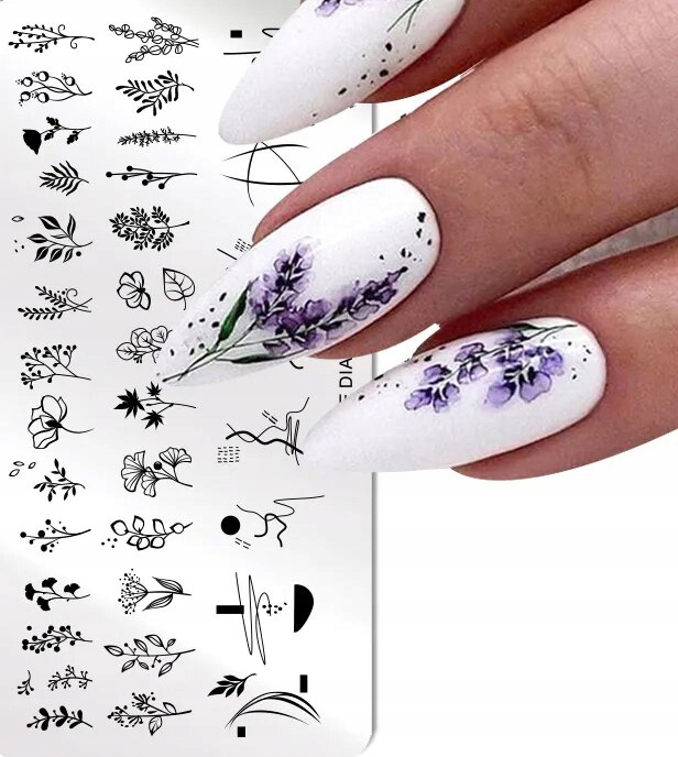 BLASZKA DO STEMPLI PAZNOKCI PŁYTKA LIŚCIE Nicole Diary-205