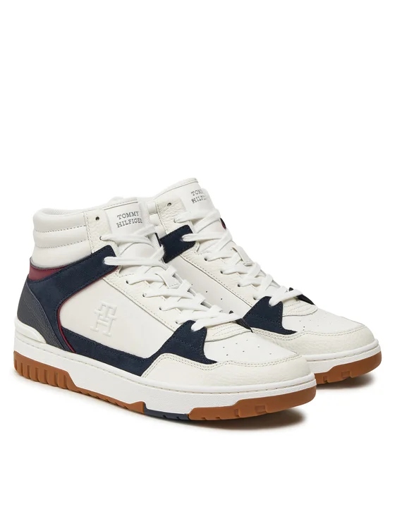 Tommy Hilfiger Originální Šněrovací Kožené Tenisky Bílé Vysoké 41