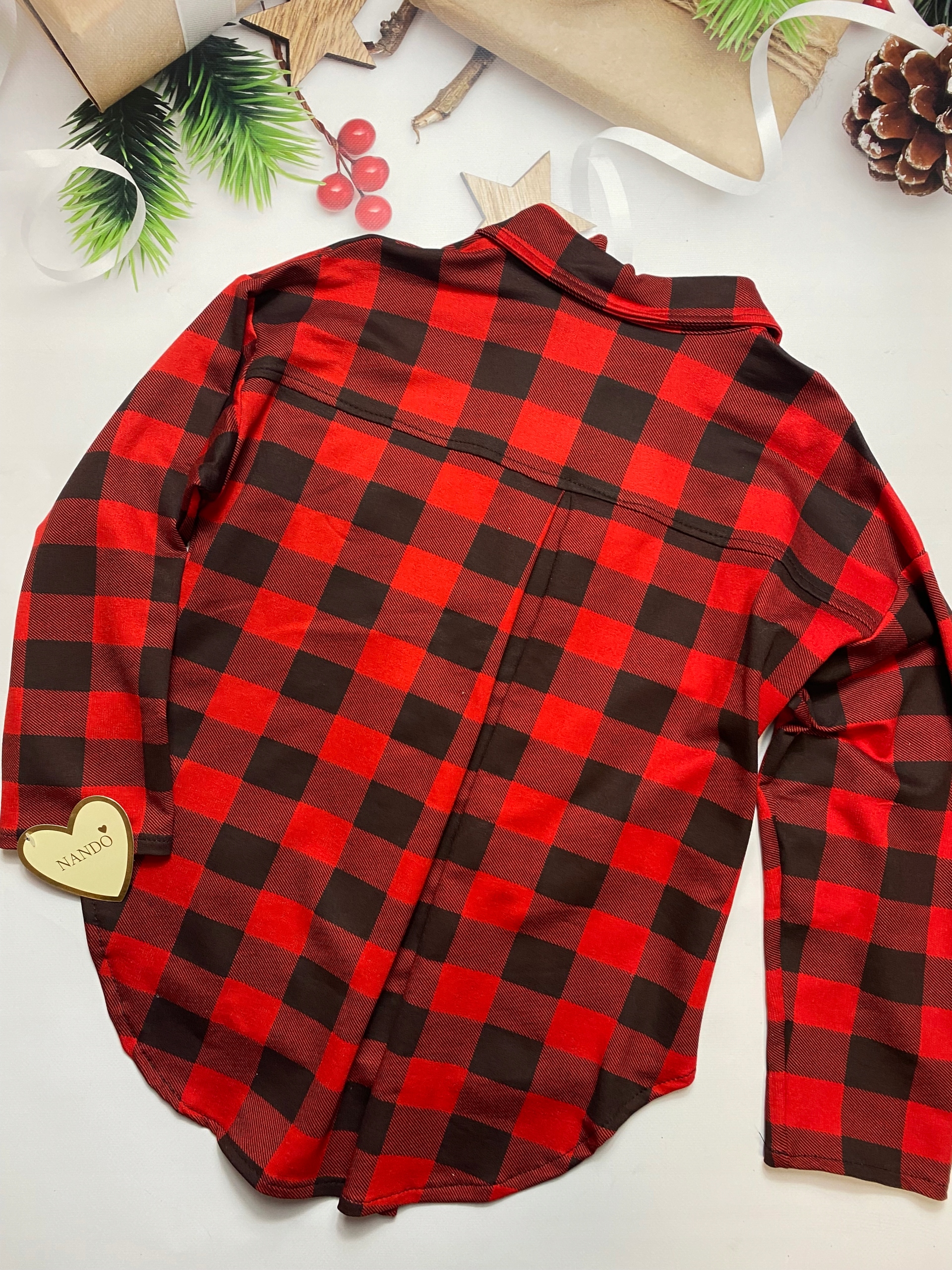 158 KOSZULA elegancka krata święta chłopięca czerwień Rodzaj kołnierzyka kołnierzyk