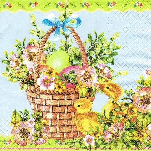 Serwetka decoupage 213W serwetki Wielkanoc koszyk