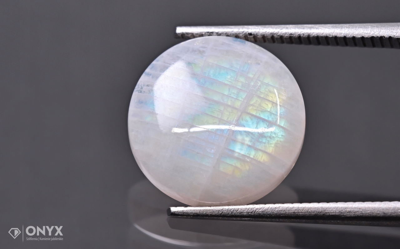 Měsíční kámen konvexní destička kulatá fi 12 mm