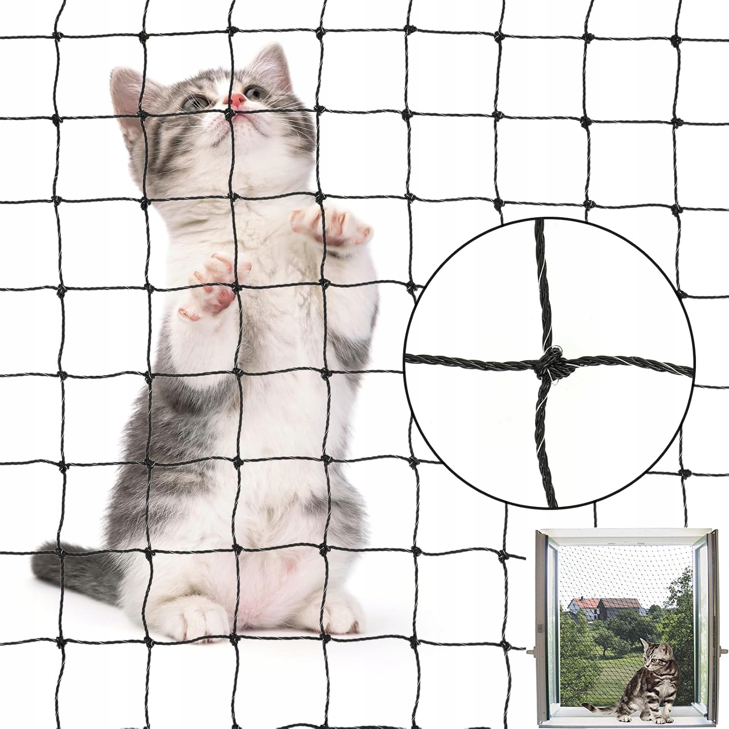 Levně Set Síťka Na Balkon 3x10 m Premium Pro Kočky Bez Vrtání