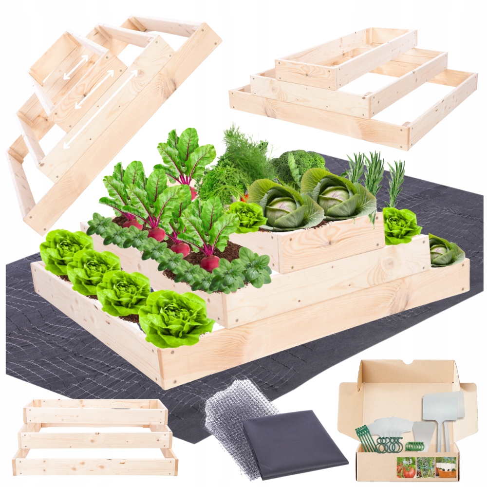 Zeleninový Záhon kaskádový, regulovatelný, vyvýšený záhon, impregnace 27x90x80