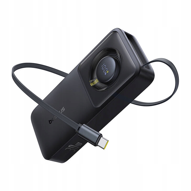 Baseus Powerbanka 10000 mAh Rychlé nabíjení 30 W s navíjecím kabelem Usb-c