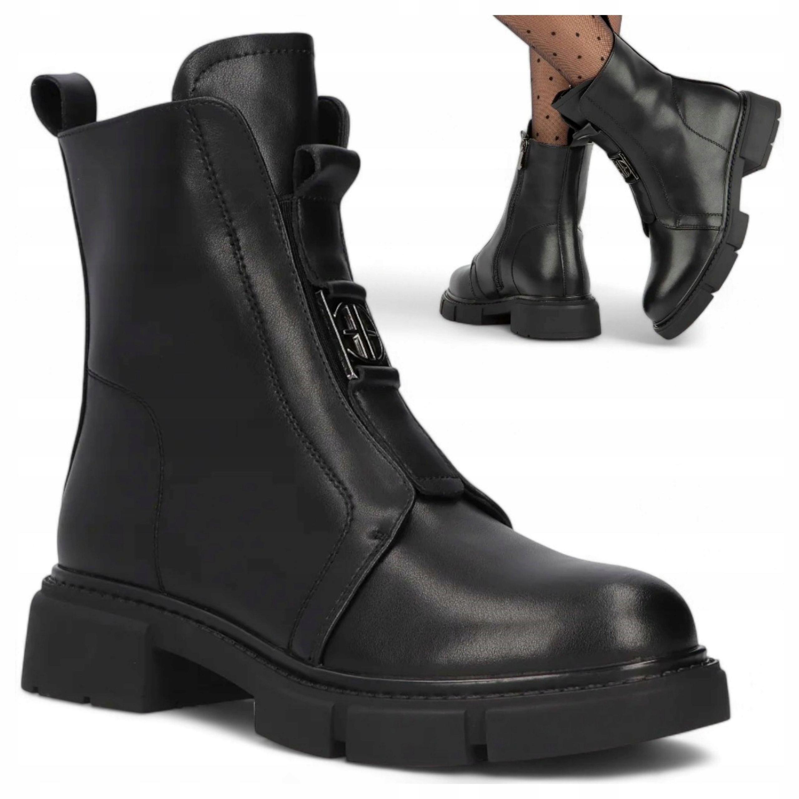 Dámské Kotníkové Boty Kožené 39 Filippo Podzimní zip Černé nad kotník teplé