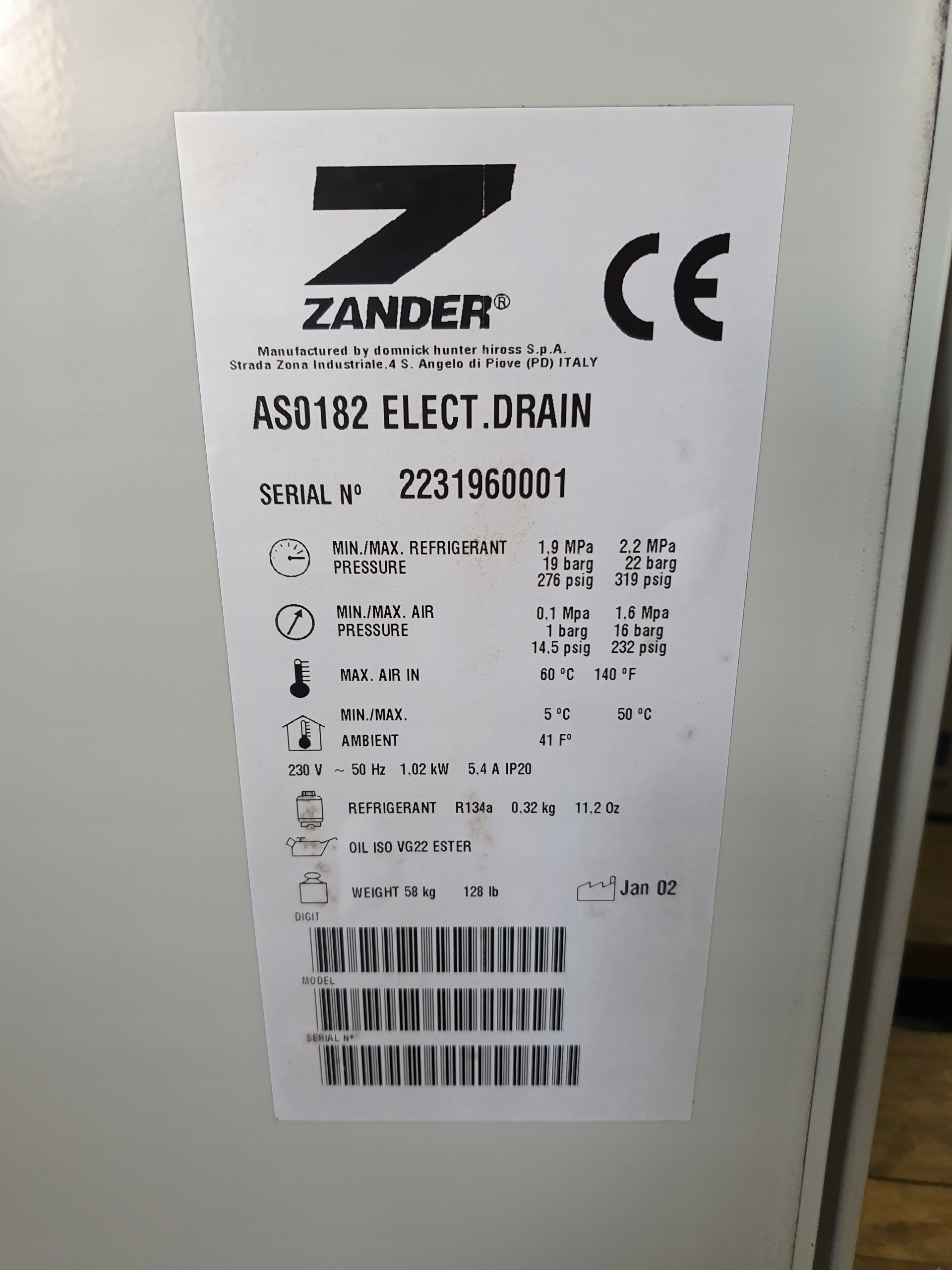 Osuszacz ziębniczy ZANDER ARCTICSTAR 3m3/min Zasilanie sieciowe