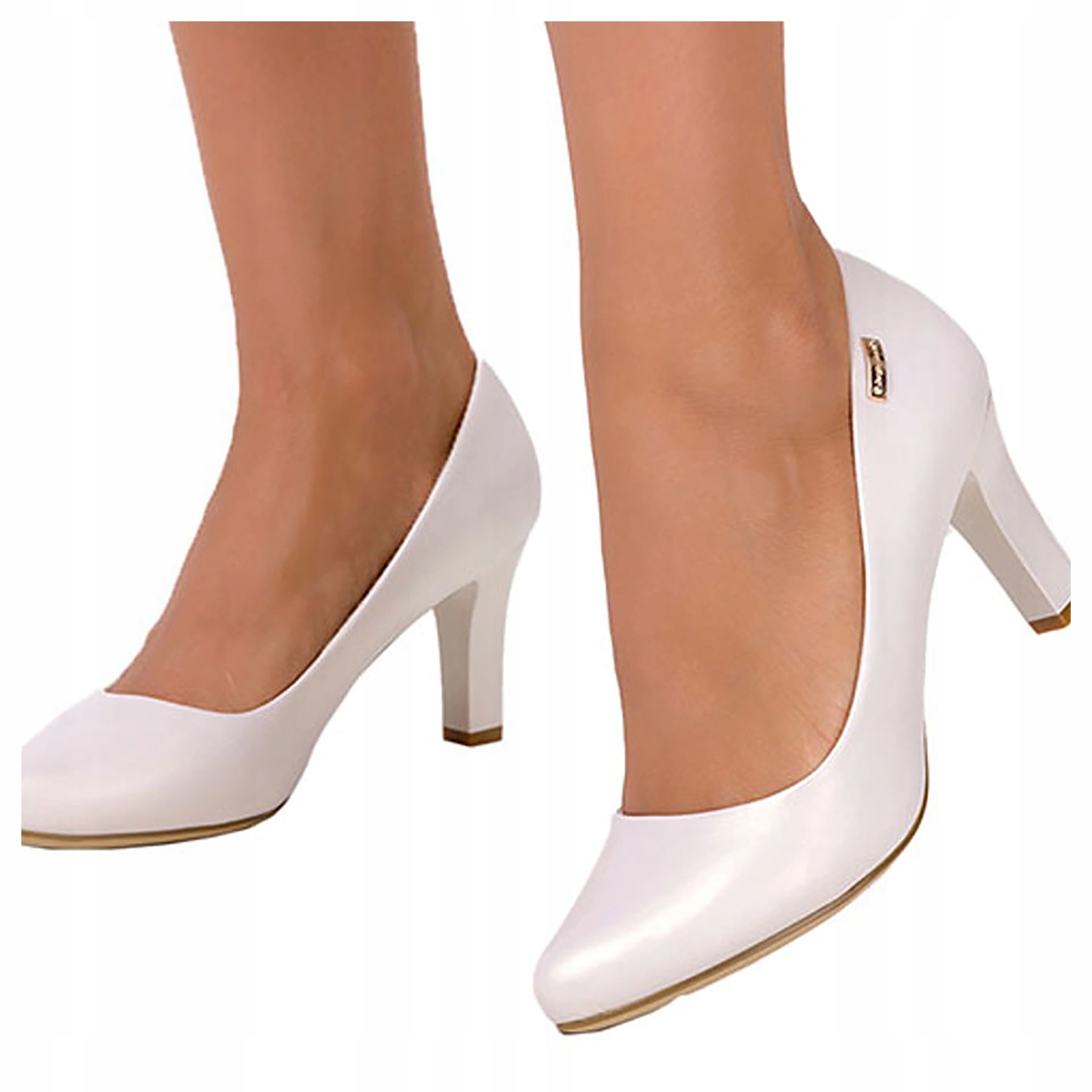 Dámské perlové lodičky na podpatku Kožená Vložka Elegantní vel. 36