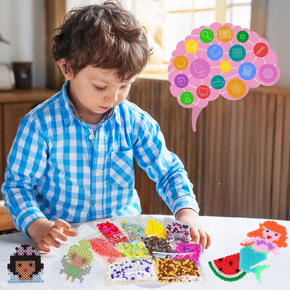 DUŻY ZESTAW KORALIKÓW DO PRASOWANIA KORALIKI WZORNIKI DLA DZIECI 3000 sztuk Materiał papier plastik