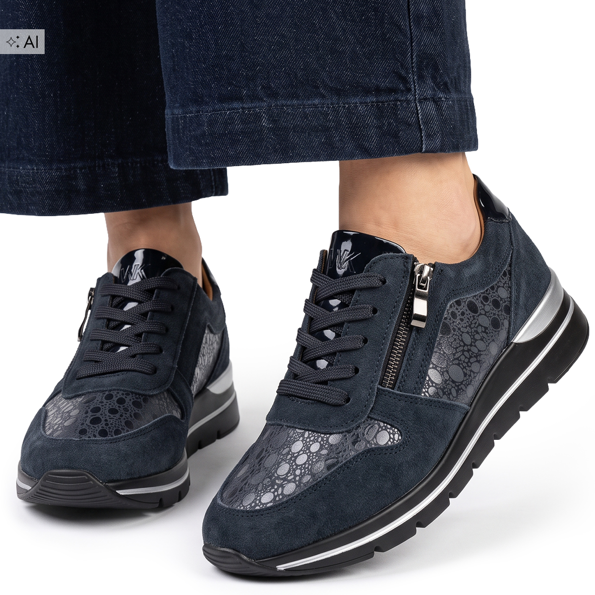 Kožené lehké tenisky Námořnická Modrá denim klasické dámské Wojtyłko 39