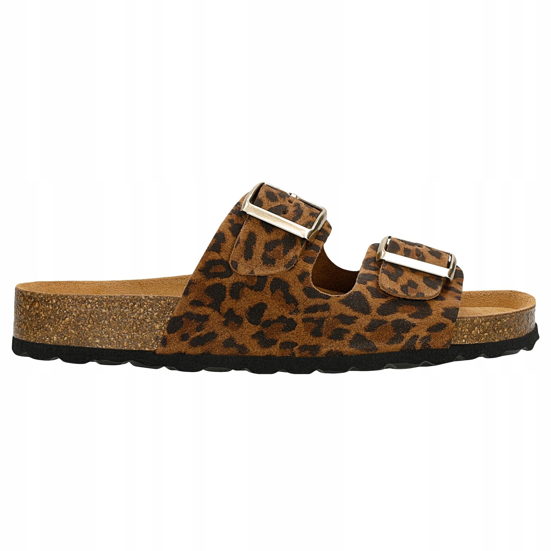 Nazouváky s leopardím vzorem na korkové podrážce, velikost vel.