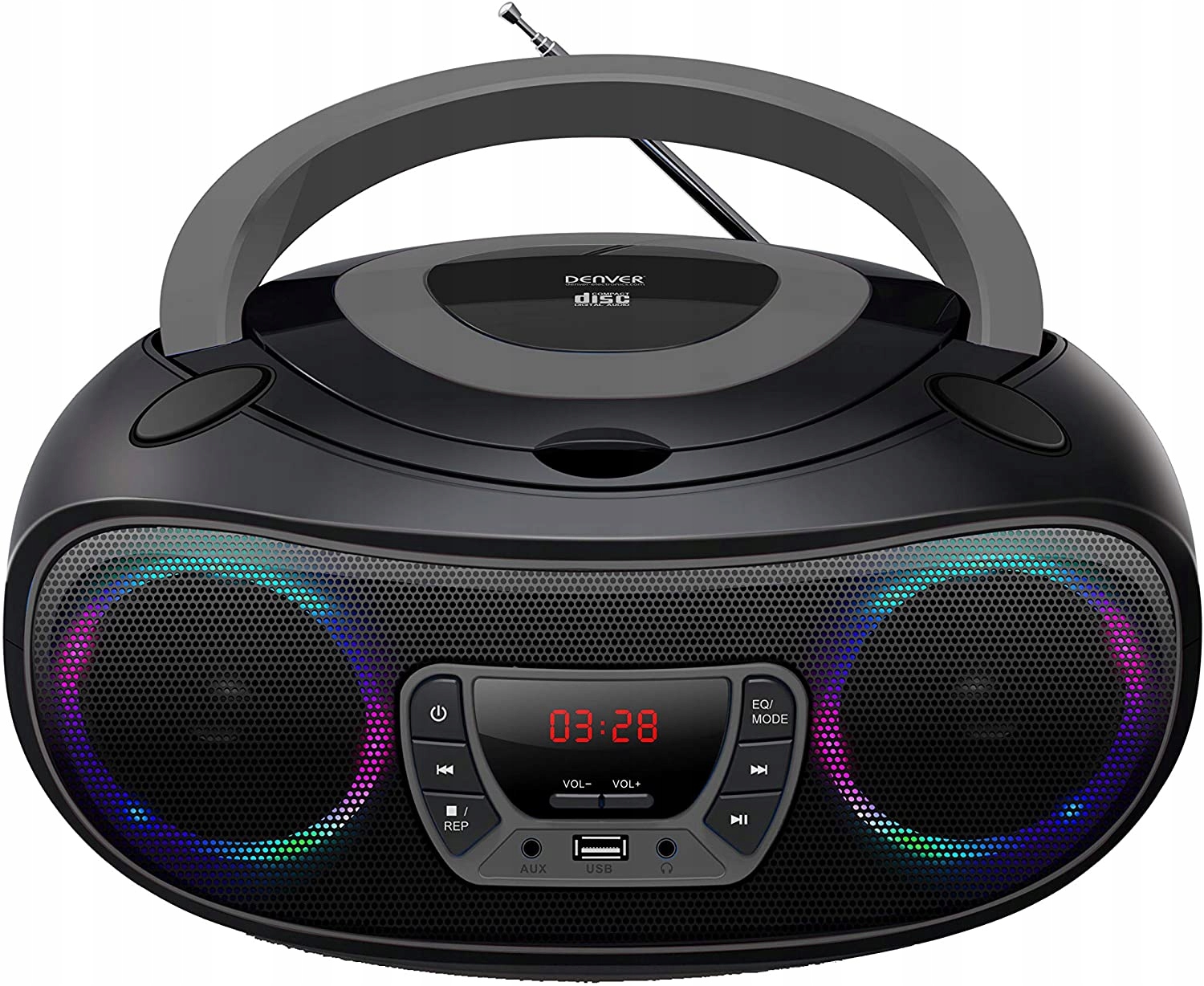 Radiopřijímač CD Denver TCL-212BT černý, Fm rádio, Bluetooth nebo Usb