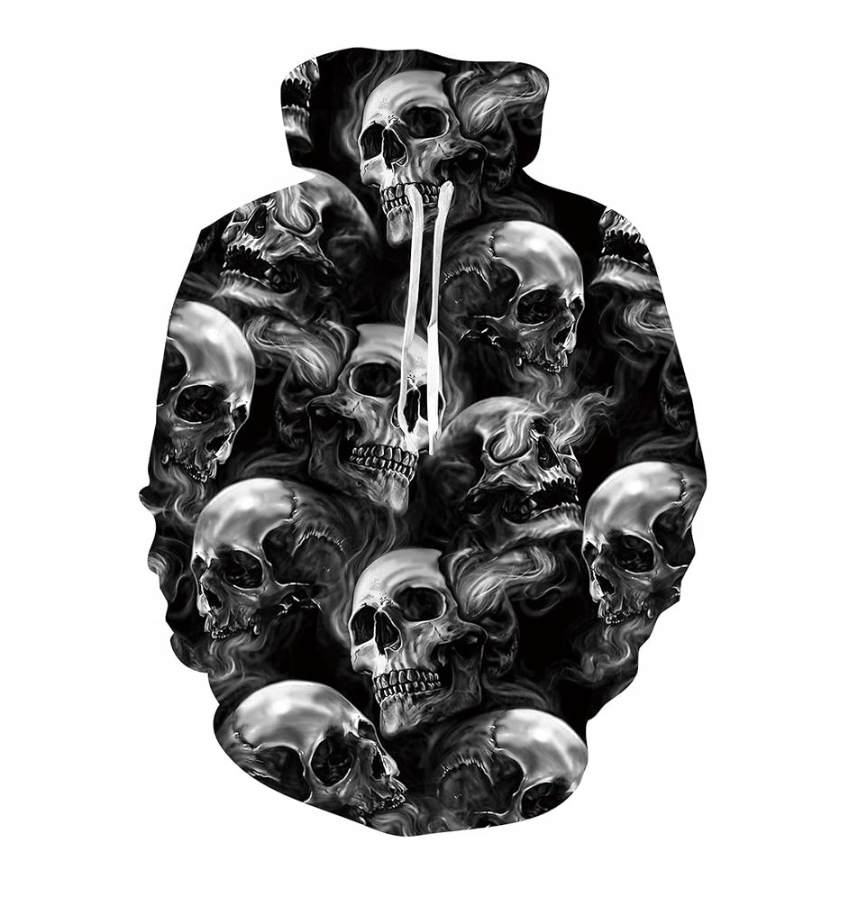 Mikina Pánské Lebky unisex s kapucí L lebka 3D hoodie emo