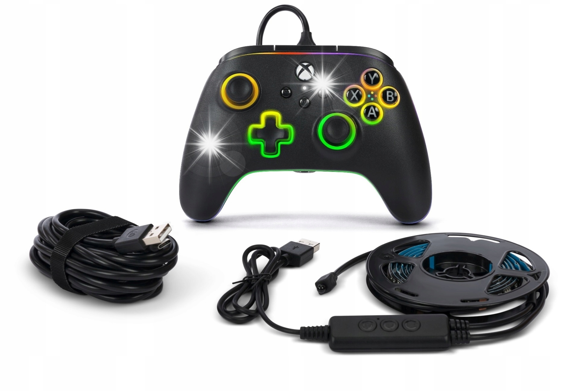 PowerA XS Pad przewodowy Advantage Lumectra czarny + taśma LED RGB