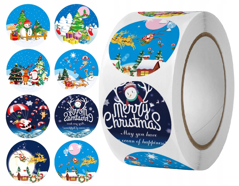 NAKLEJKI WESOŁYCH ŚWIĄT CHRISTMAS 10szt