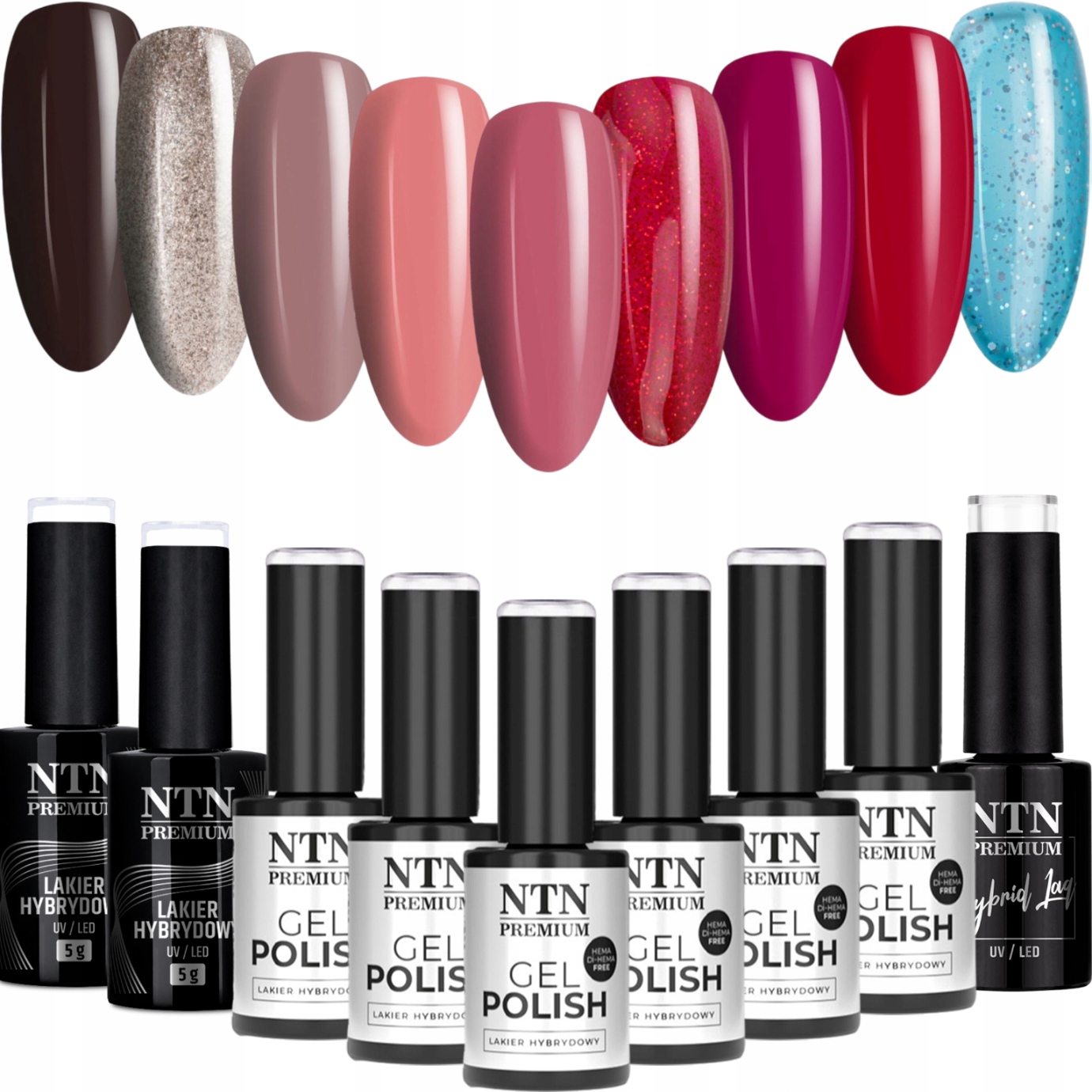9x Hybridní lak Ntn 5g Drama Queen Collection Set 9v1 Růže Bronzové