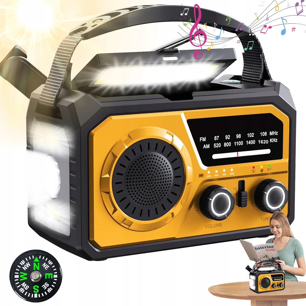 Rádio S Solárním Nabíjením Bluetooth 5.3 Audio Jack Na Výlety