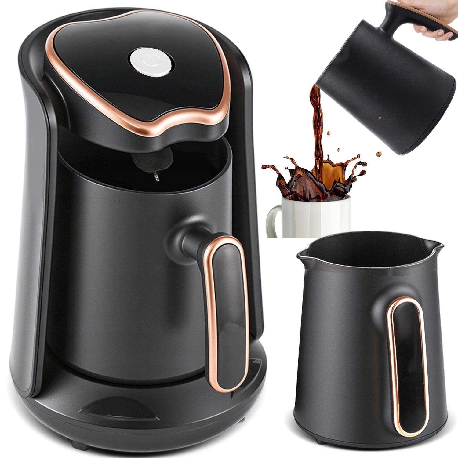 Kawiarka Elektryczna Zaparzacz Ekspres Do Kawy Po Turecku 300ML 600W Czarna