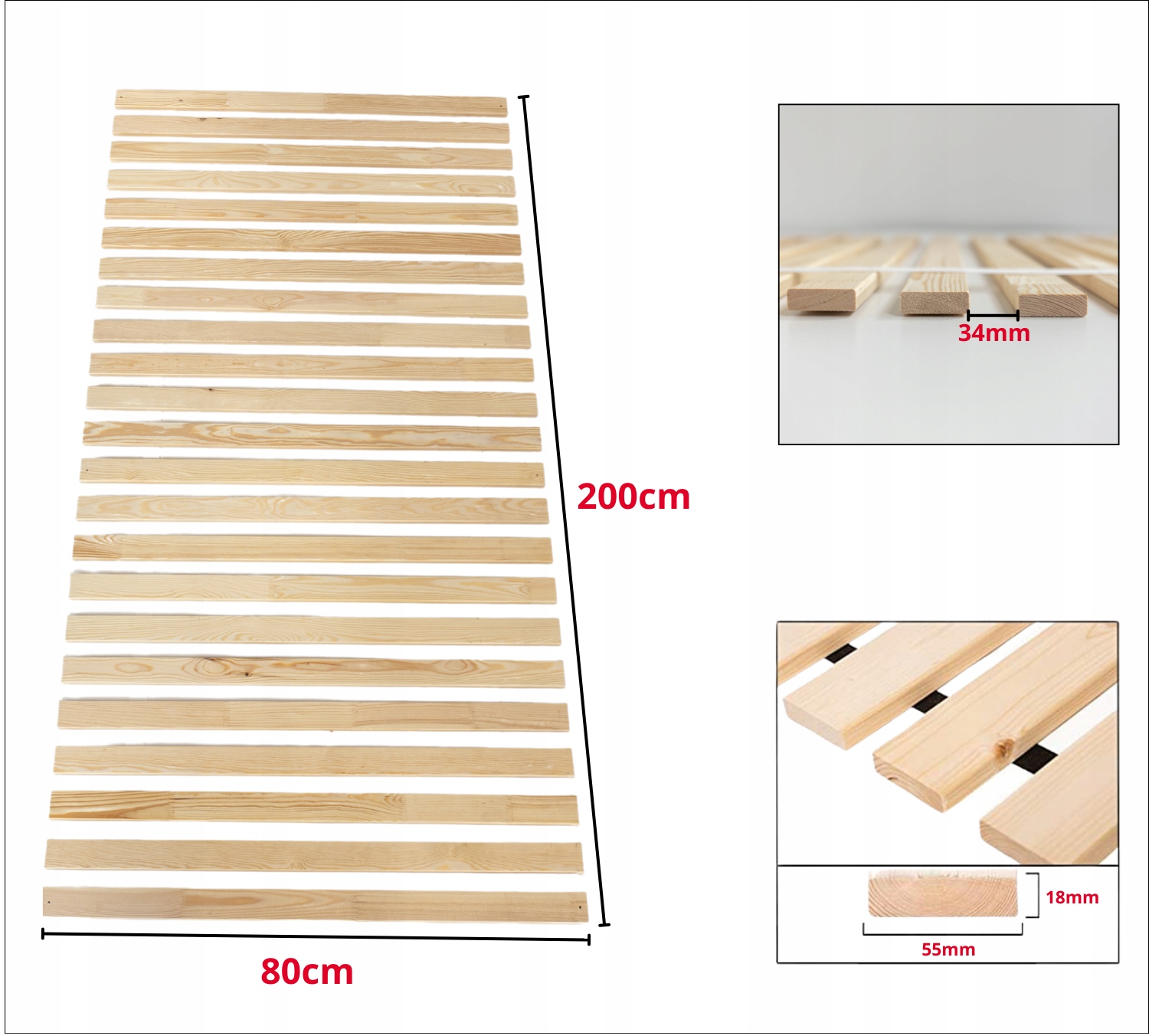 Stelaż do Łóżka 23 Listwy Wkład Pod Materac 80x200 MOCNY Producent PREMIUM Kod producenta Stelaż do łóżka Wkład 80x200