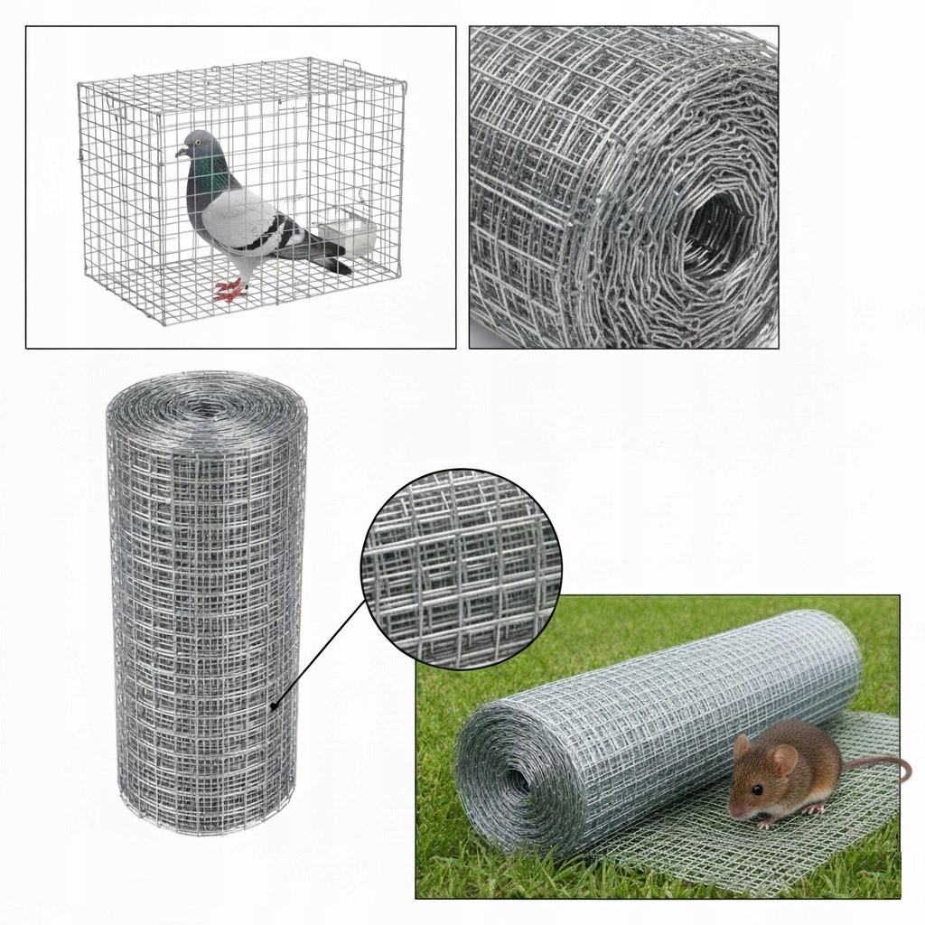 Siatka Hodowlana Zgrzewana 25 Mb Ocynkowana Stal 9,5X9,5MM Rolka Na Gołębie