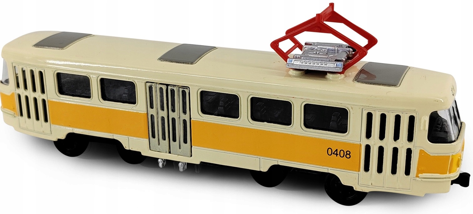 METALOWY TRAMWAJ ŻÓŁTY RETRO TRAMWAJ CZESKI