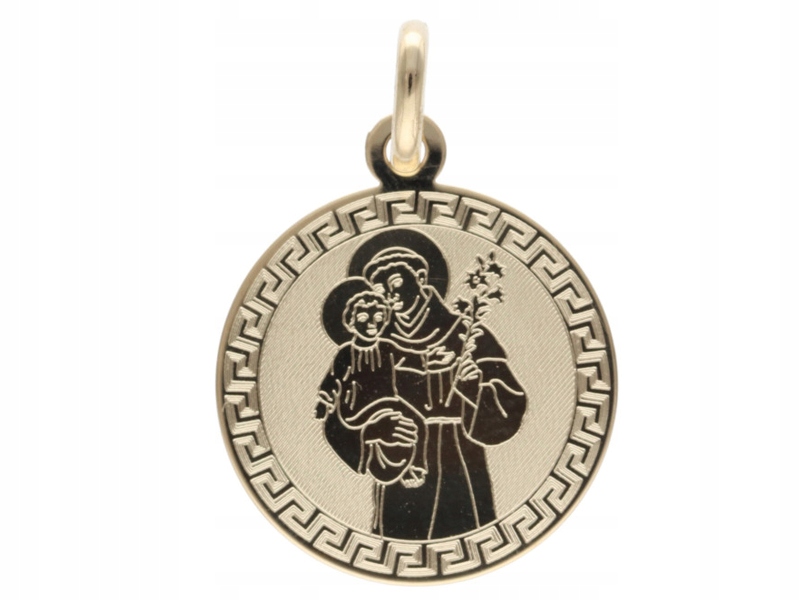 Zlatý medailonek 585 Svatý Kryštof profil Svaté Přijímání suvenýr 14k přívěsek unisex