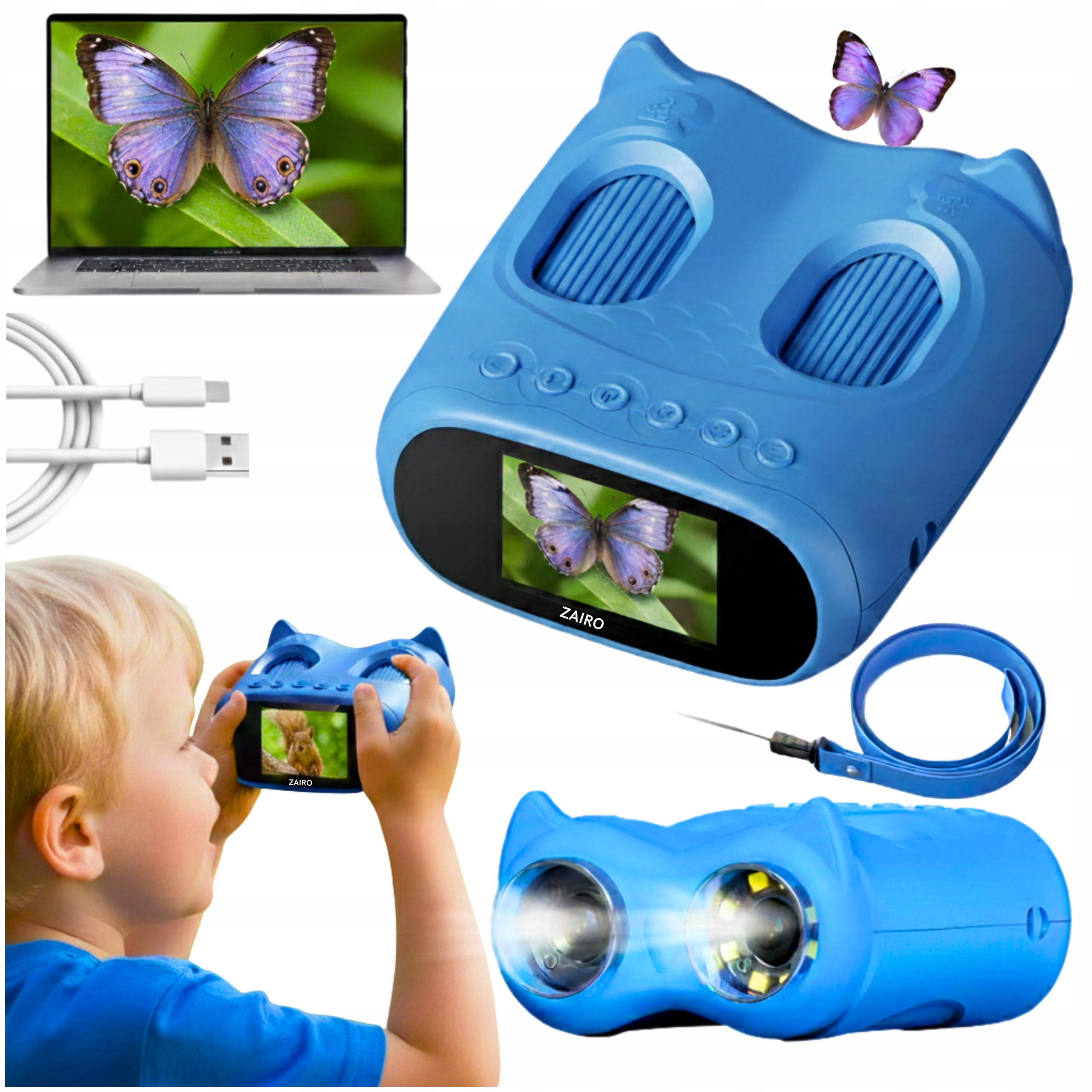 Mikroskop Lornetka 2W1 Cyfrowy Dla Dzieci Edukacyjny Przenośny Kieszonkowy