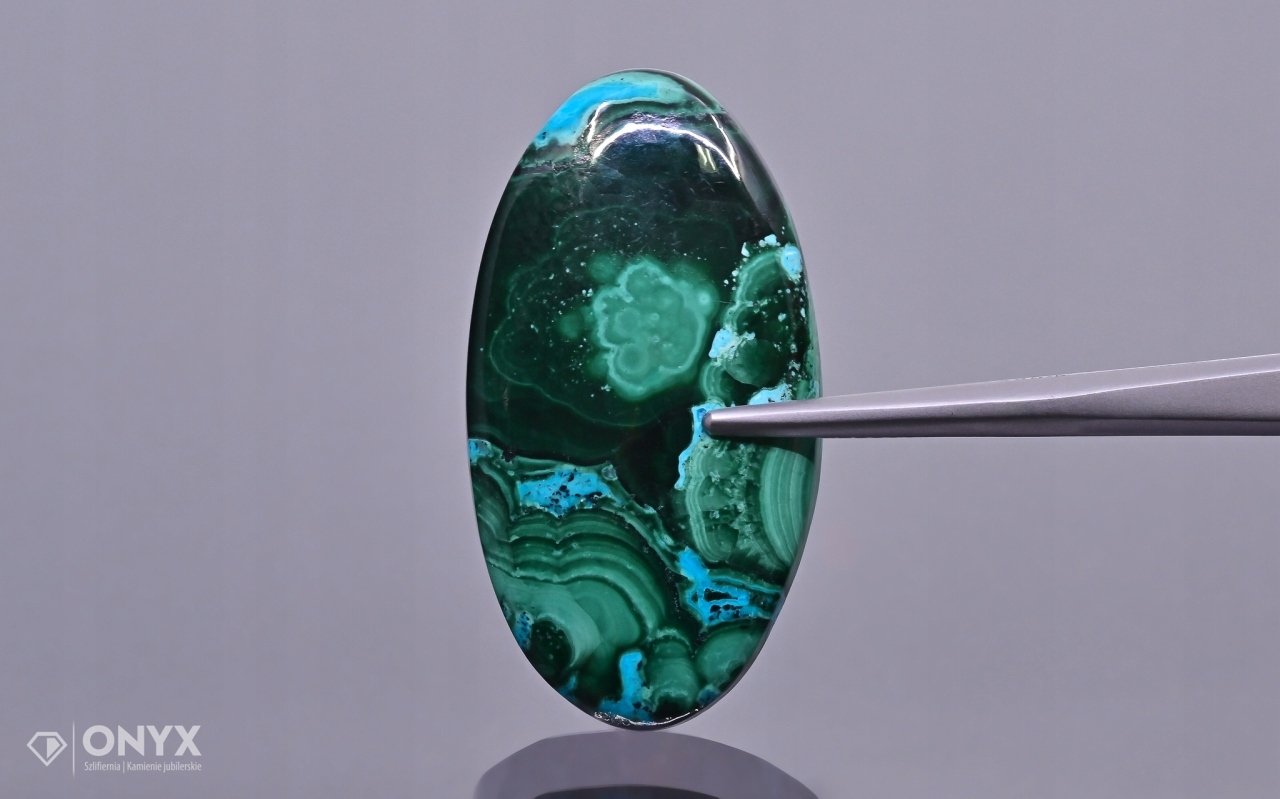 Chryzokola nízký kabošon ovál 34,5x19 mm