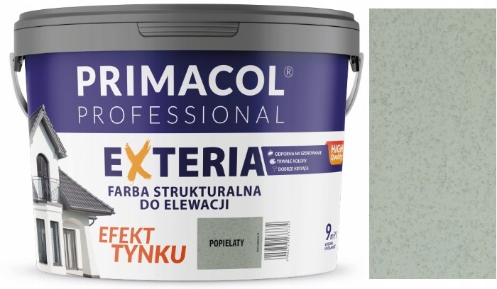 Primacol Exteria Farba Elewacyjna Strukturalna Zewnętrzna Popielaty 4.5L