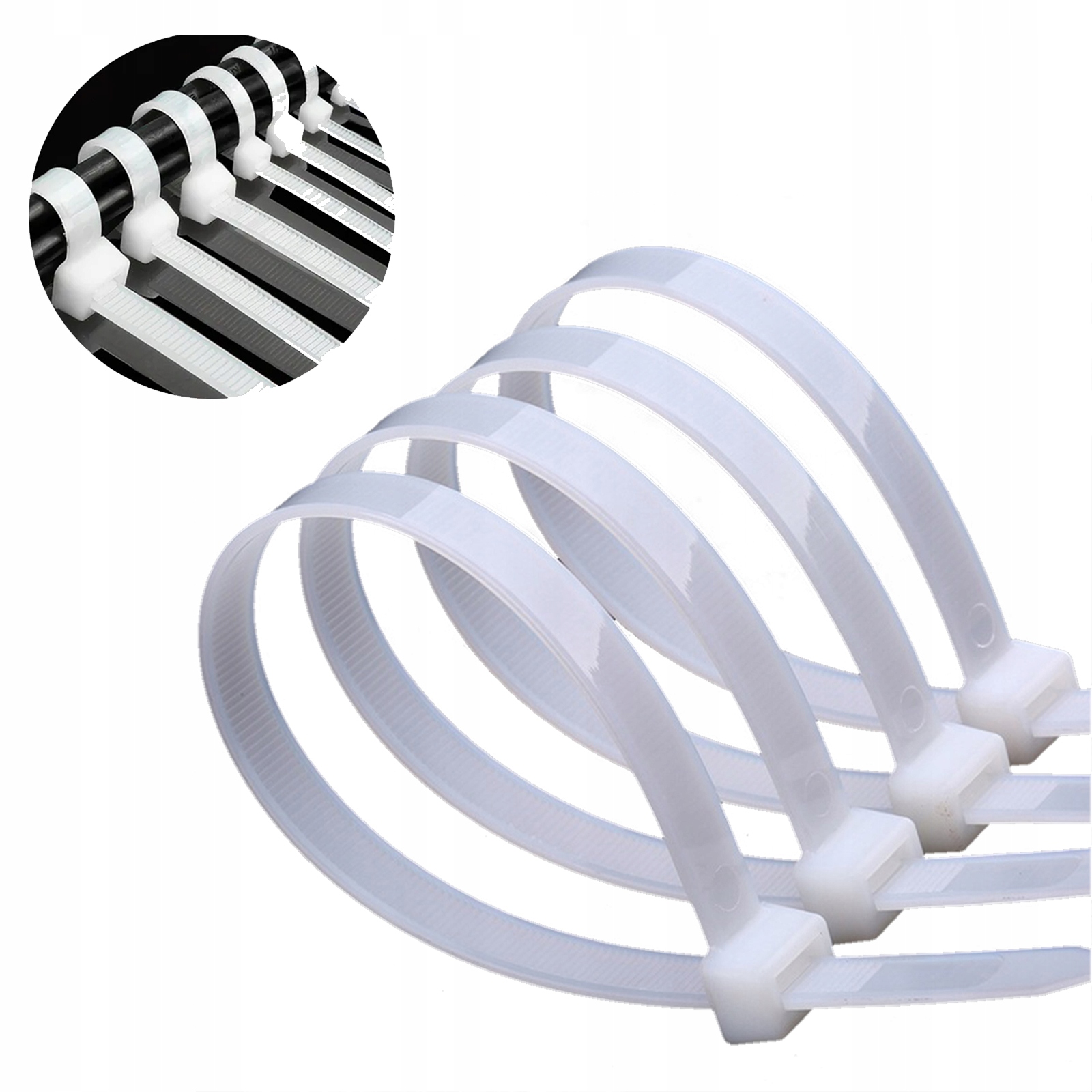 OPASKI ZACISKOWE KABLOWE TRYTYTKI BIAŁE 650x12