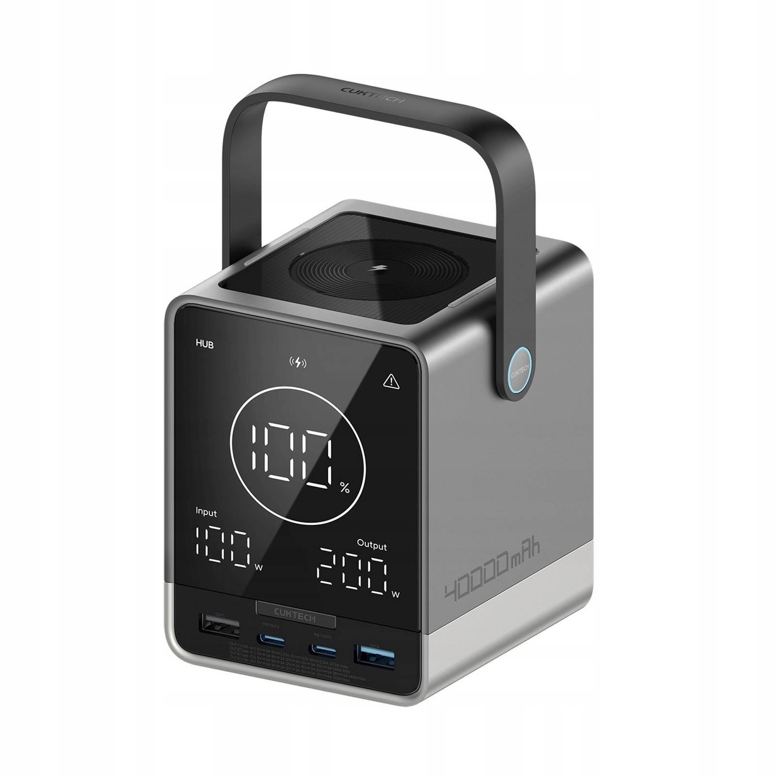 Powerbanka s bezdrátovým nabíjením 40000 mAh Usb-c Usb-a 300 W černá