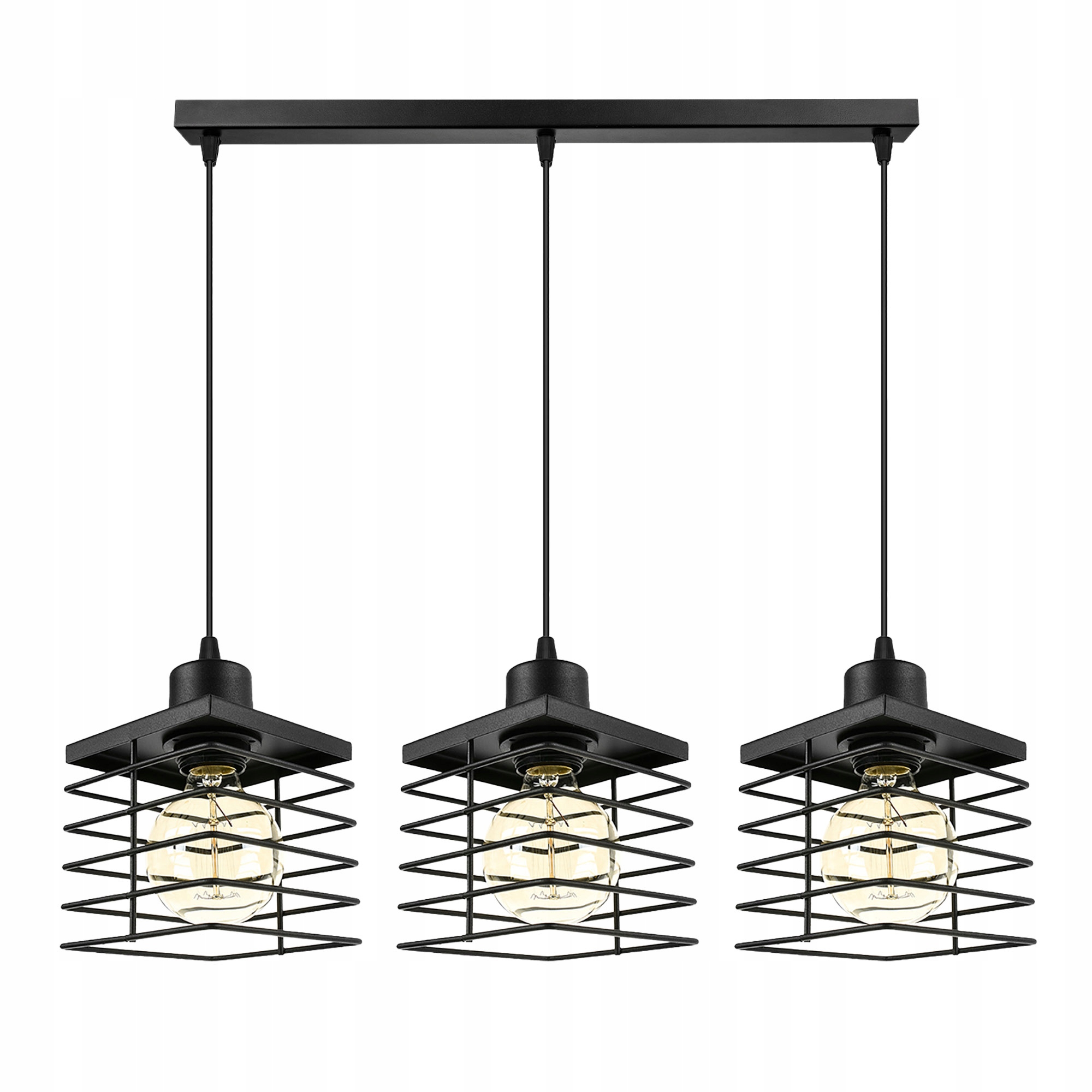 Závěsné Stropní Svítidlo Lustr 3x E27 Loft do obývacího pokoje Černá Industriální