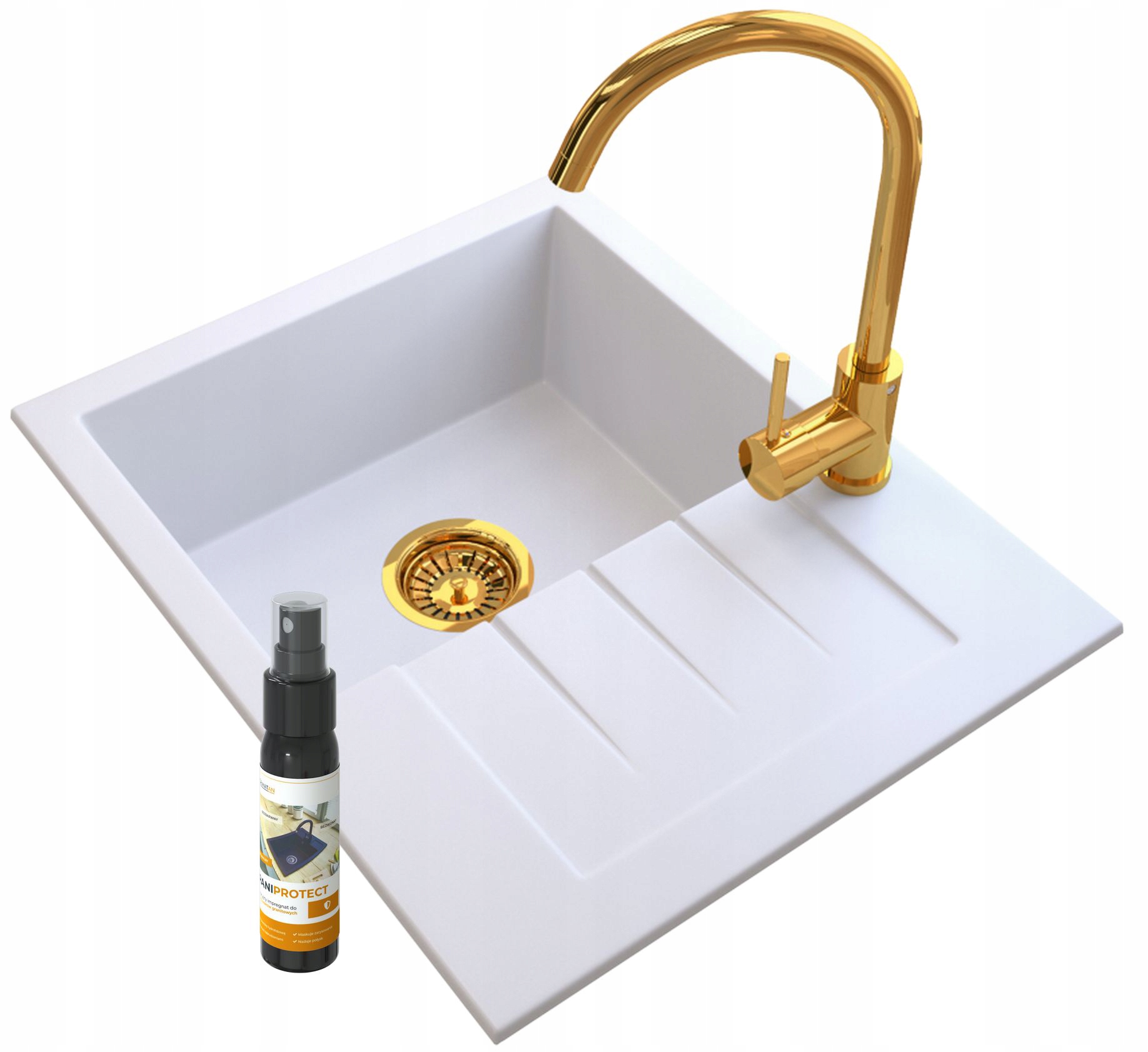 Zlatá Batéria Granitový Drez Nástenný Sifón