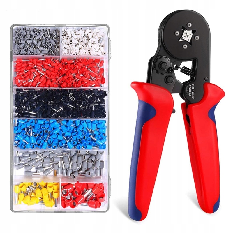 ZACISKARKA PRASKA DO KONEKTORÓW KOŃCÓWEK KABLI PRZEWODÓW + 1200 TULEJEK