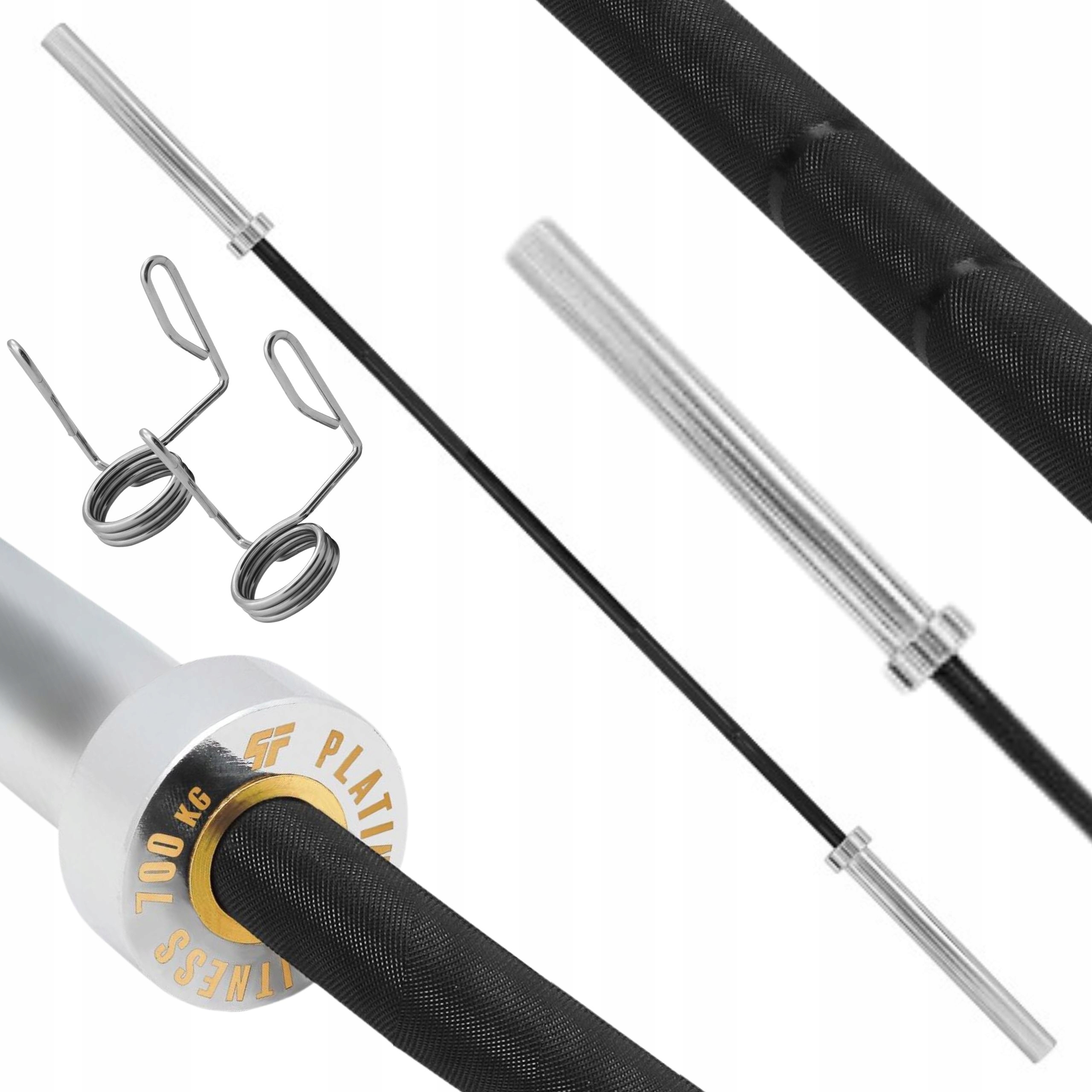 Platinum Fitness Gryf Sztanga Olimpijski Łożyskowany 220 CM 50 MM Zaciski