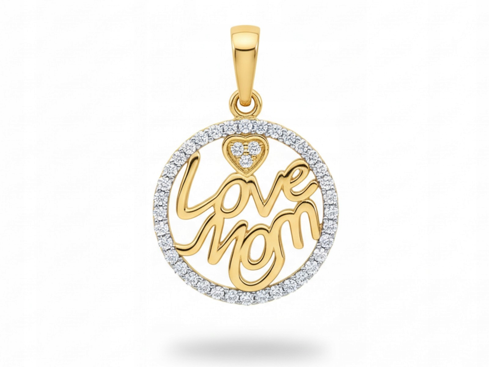 Dámský zlatý přívěsek 585 s kroužkem a zirkony, módní pro 14 karátovou maminku