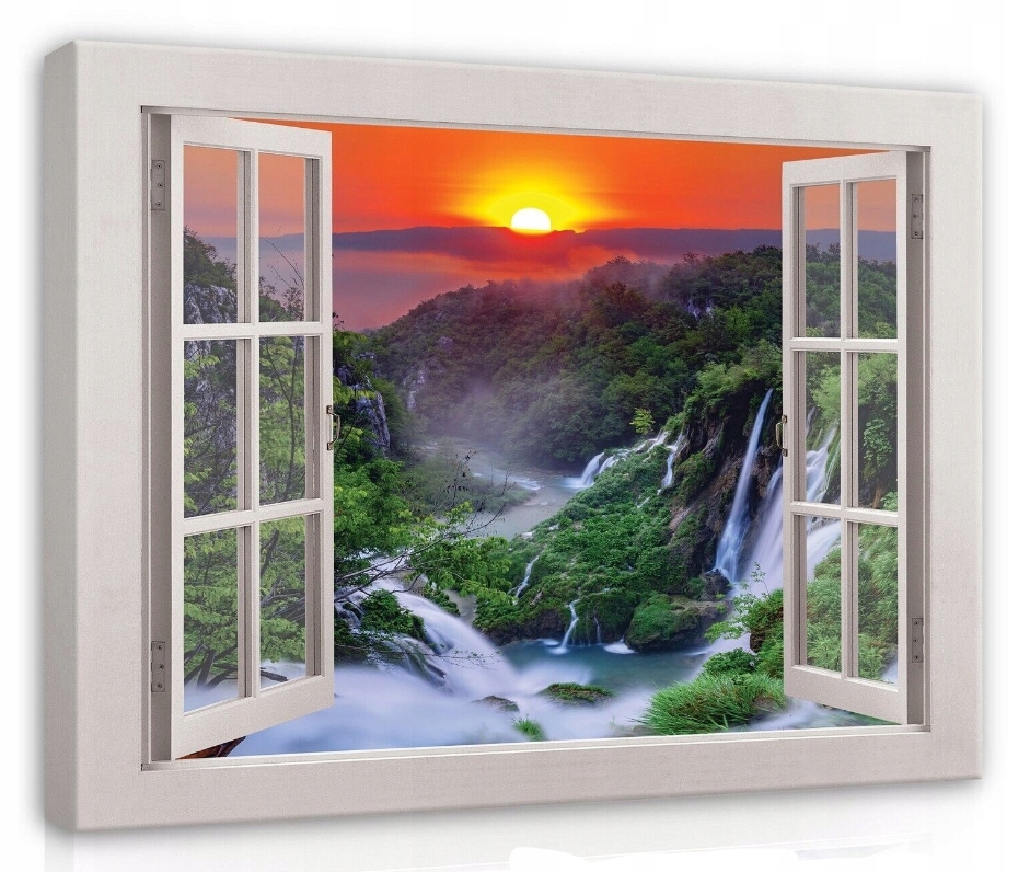 Obraz 80x60 Západ slunce vodopád příroda tropy krajina svěžest voda