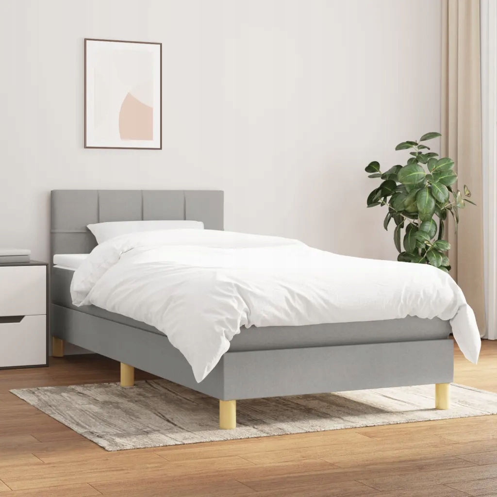 Box spring postel s matrací světle šedý 100 x 200 cm textil Šedá 3140593