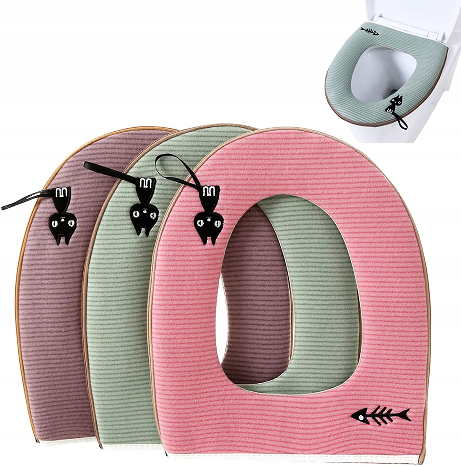 Polštář na záchodové prkénko, měkký potah, 3 ks