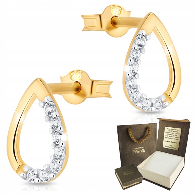 

Złote Kolczyki Łezki z Cyrkoniami pr.333