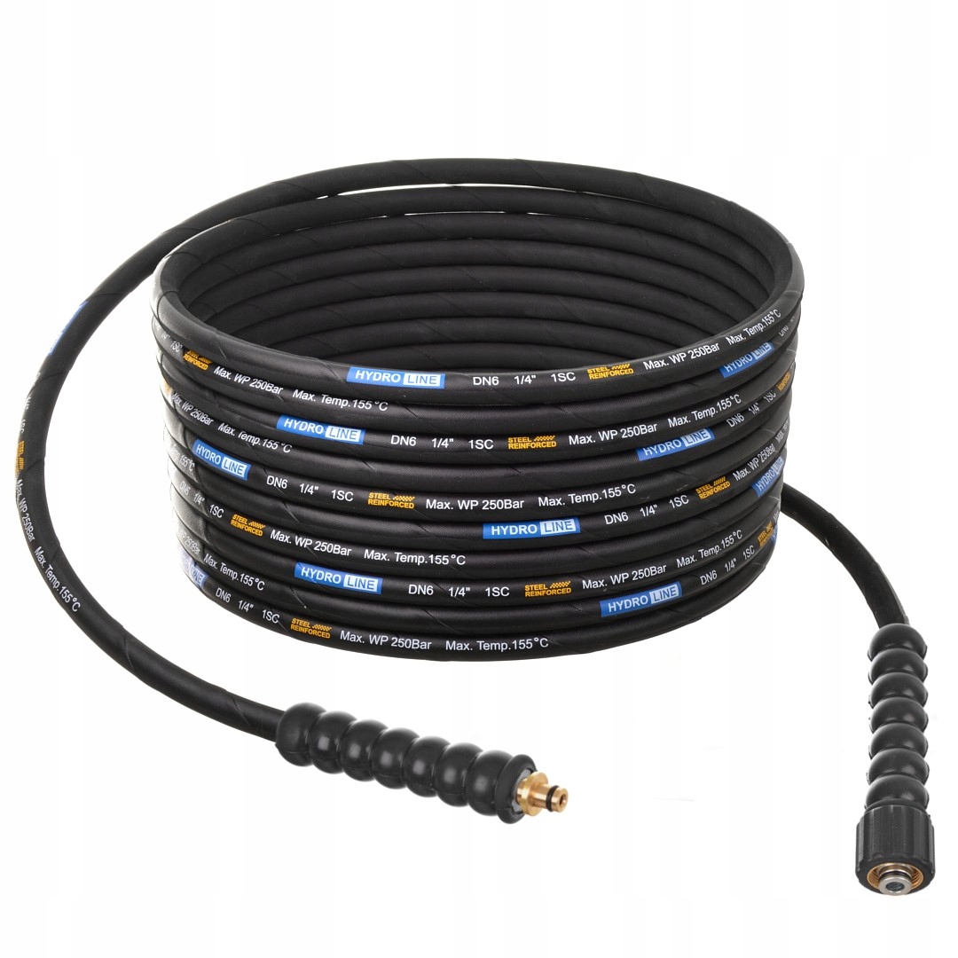 Wąż zbrojony gumowy 25m DN6 250bar Stary Typ na zawleczkę do Karcher Hd Hds