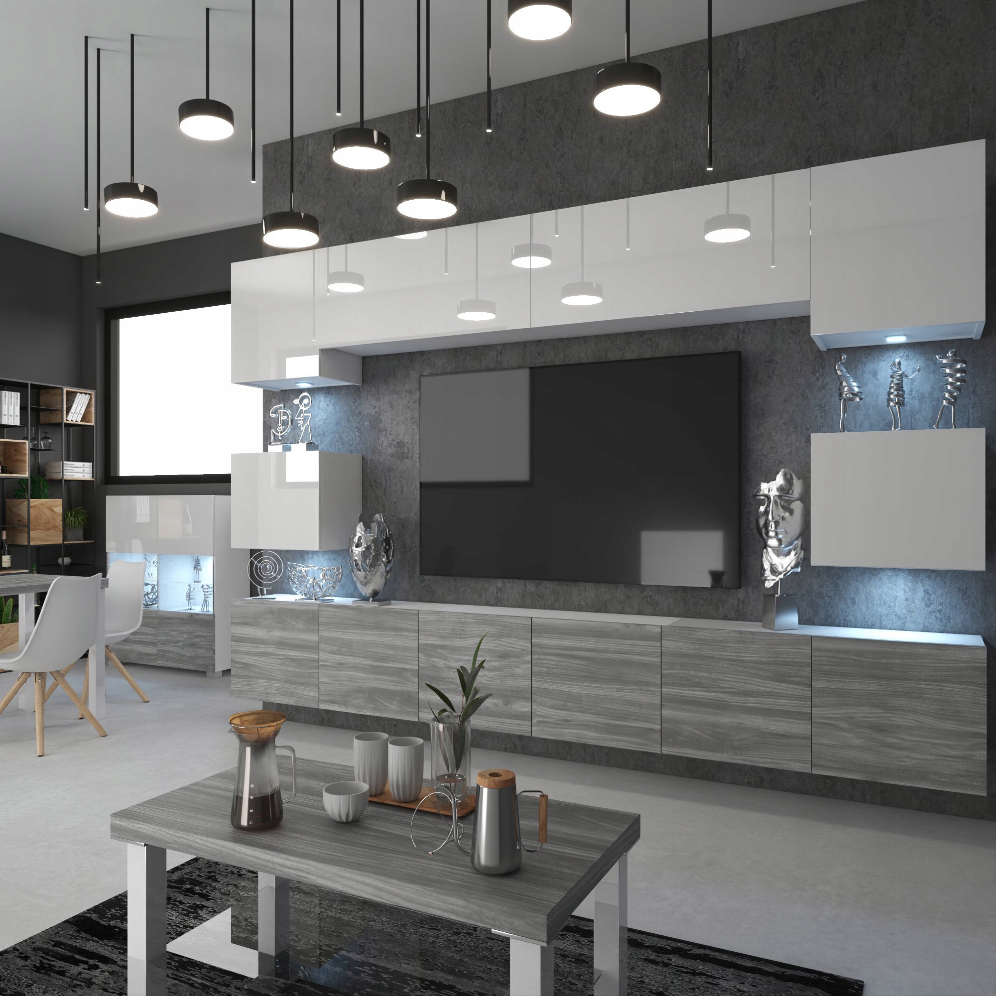 Meblościanka biała Meble Pokojowe do salonu pokoju