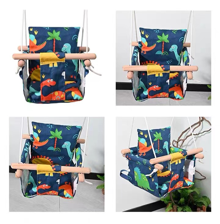 DREWNIANA HUŚTAWKA DLA DZIECI DO DOMU OGRODU KOLOROWA + PODUSZKA REGULOWANA Marka DMR