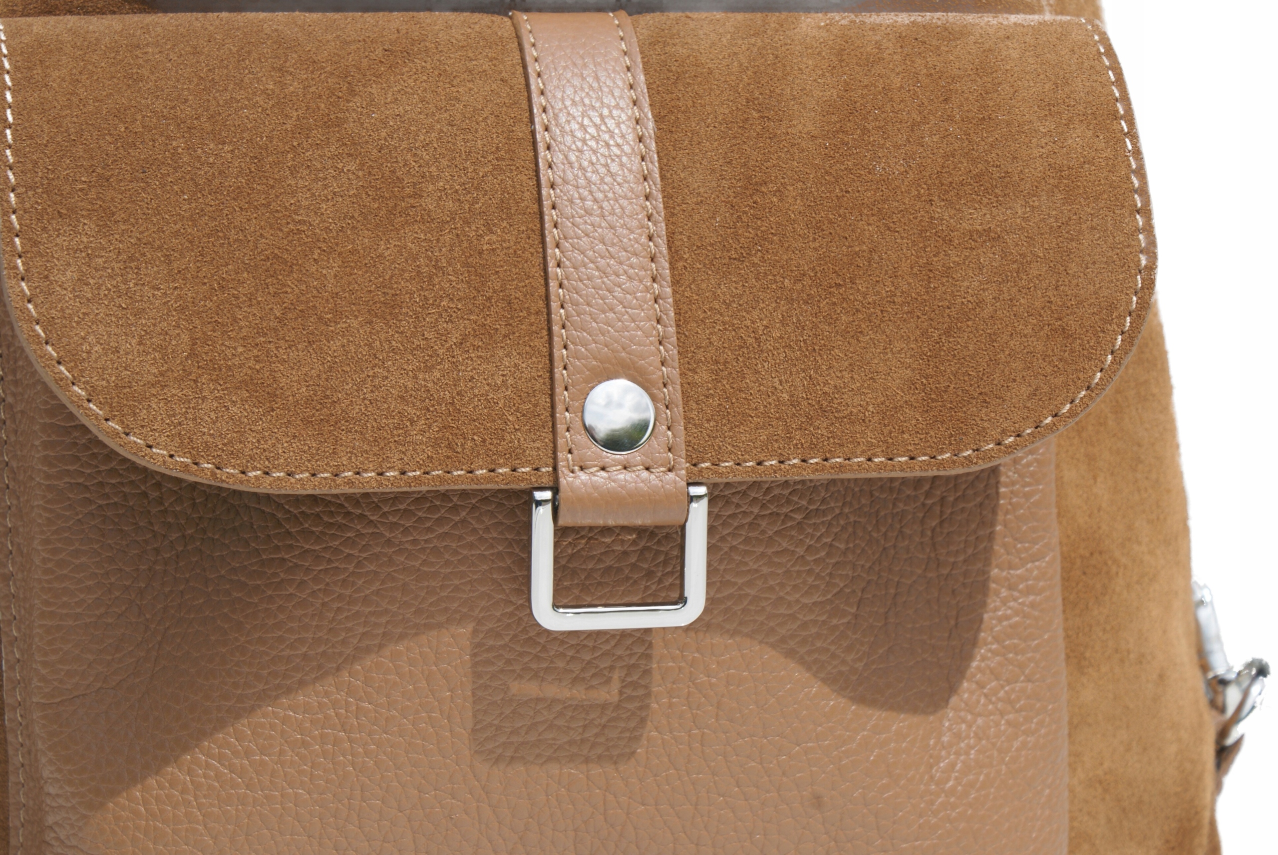 TOREBKA DAMSKA SKÓRZANA ZAMSZ PLECAK 2W1 A4 RUDY Materiał dominujący skóra naturalna