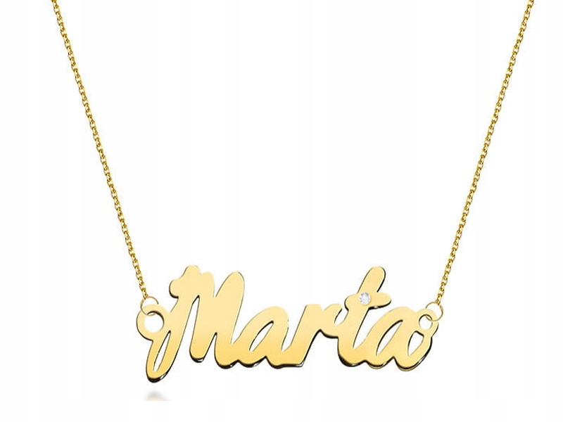 Zlatý náhrdelník 585 jméno marta diamanty 1,2g módní vzor jako dárek 14k
