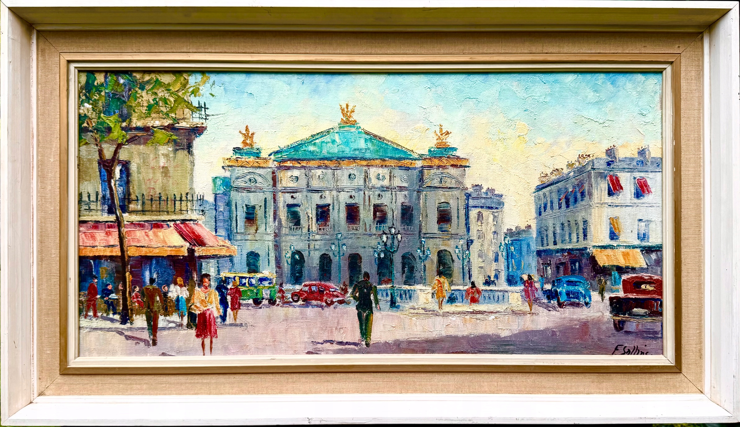 Frede SALLING (1910-?) PARYŻ PLAC PRZED OPERĄ GARNIER - CENNY STARY OBRAZ