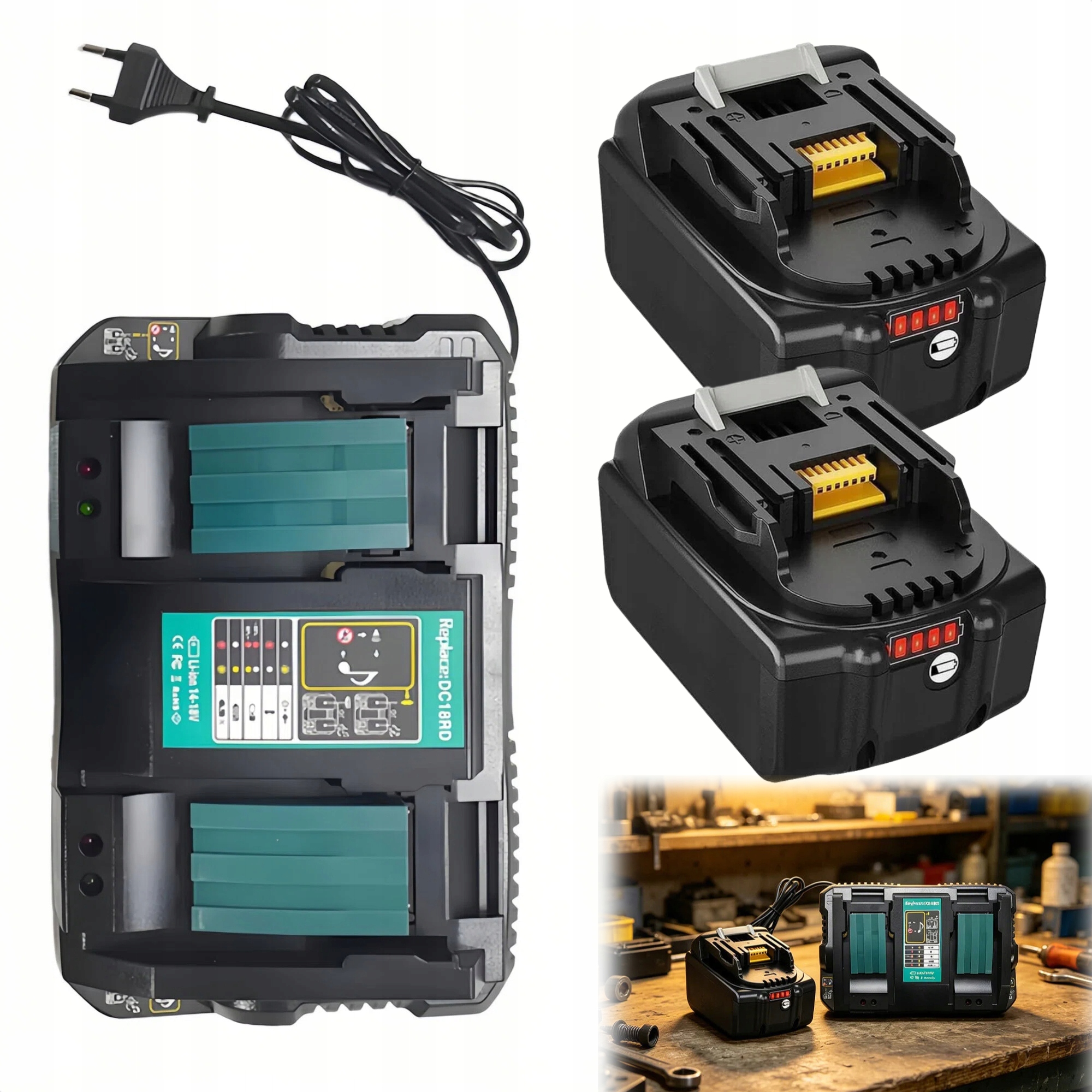 Baterie 6000MAH 2 Ks Pro Makita BL1850 S Nabíječkou, Sada