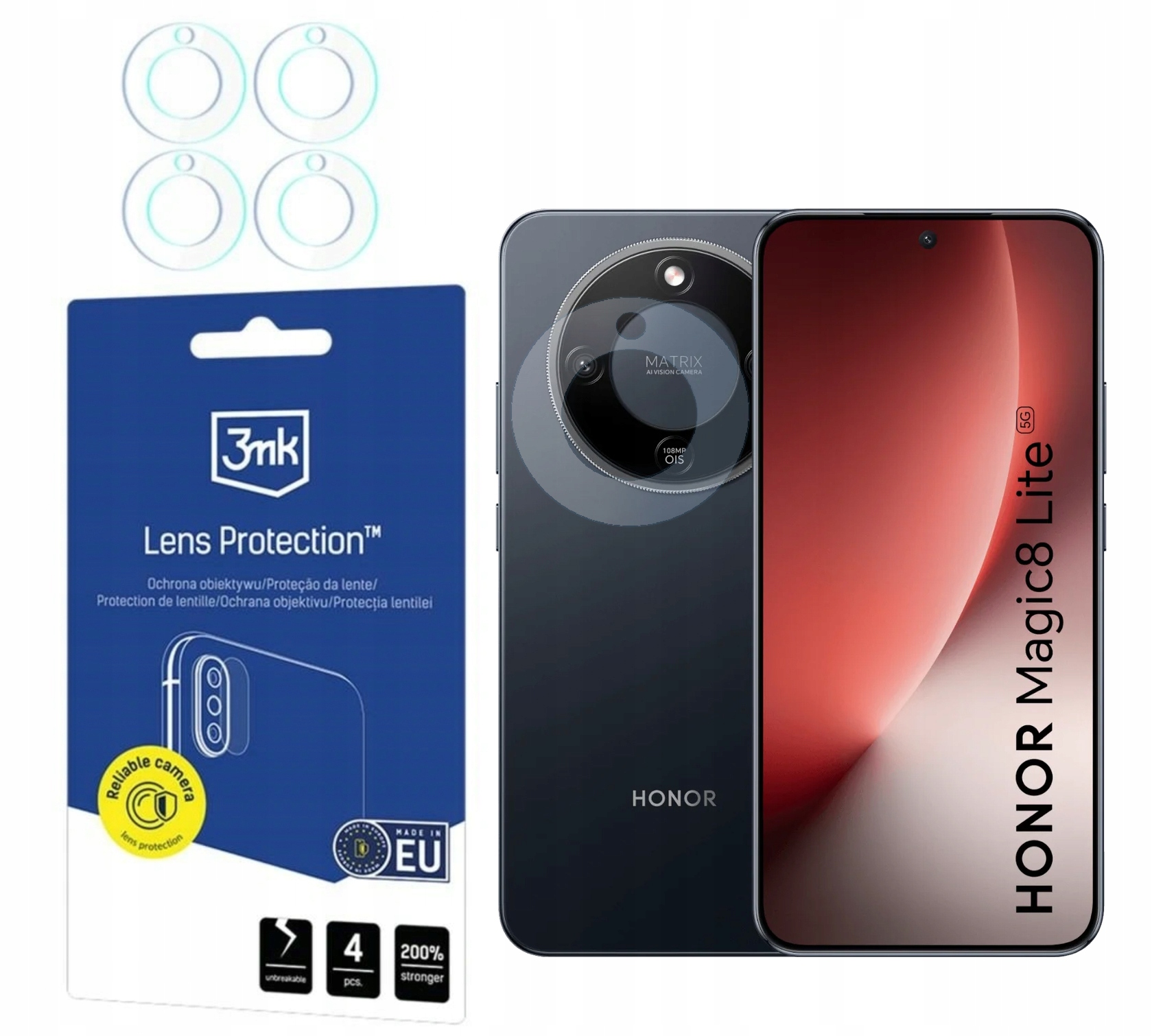 Sklo na objektiv 3MK Lens pro Honor Magic8 Lite 4ks